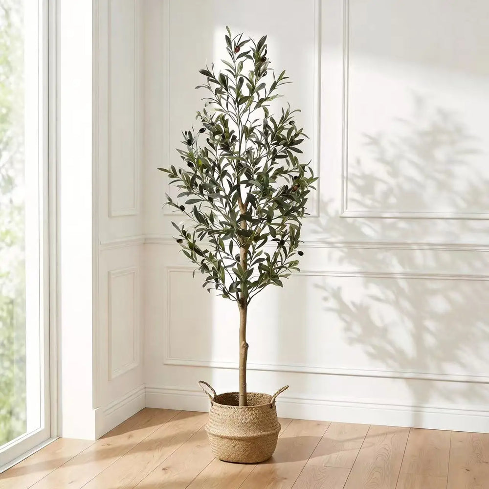 HAUSPROFI Artificial Olive Tree 120/150/180cm-Artificial Plants With Wood Trunk for Living Room Office Decor, Spring Decoration