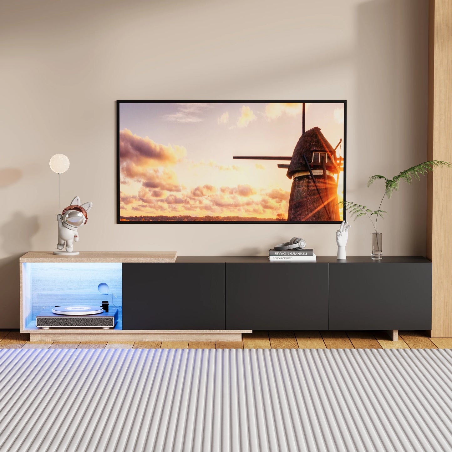 TV-Meubel - Met LED-Verlichting - Opbergruimte - 3 Lades