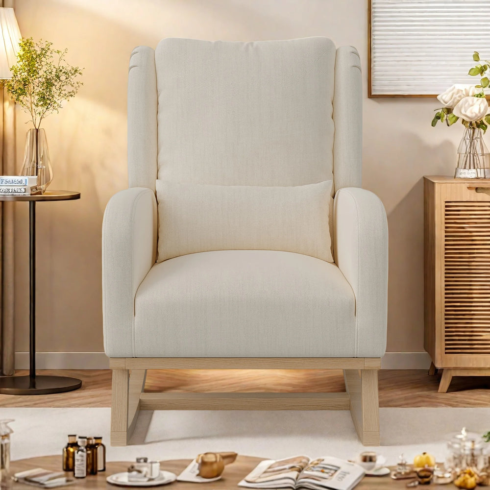 Kunstleer Loungestoel - Beige - 53x10x60cm
