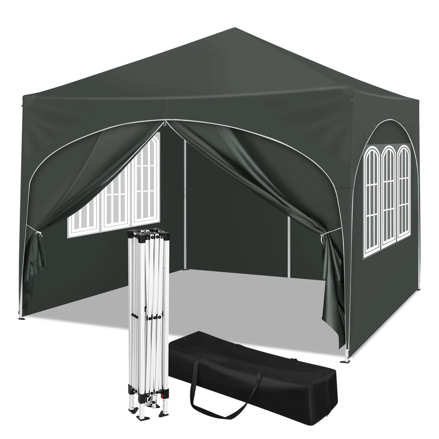 WOLTU 3x3m Folding Gazebo with 4 Side Walls Height-Adjustable Party Tent Water-Repellent UV Protection for Garden Camping Picnic