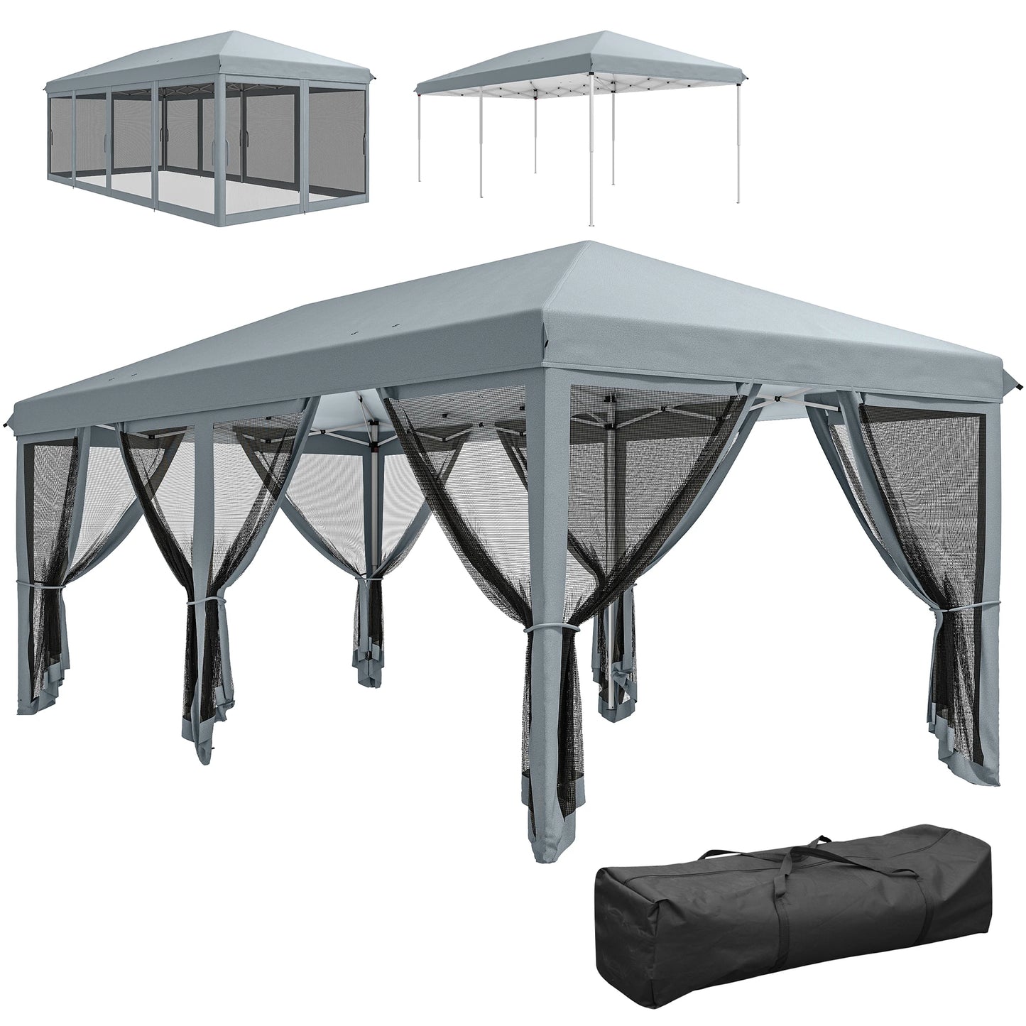 Pop-up tuinoverkapping - 6x3 m - Muggennetten - Zwart
