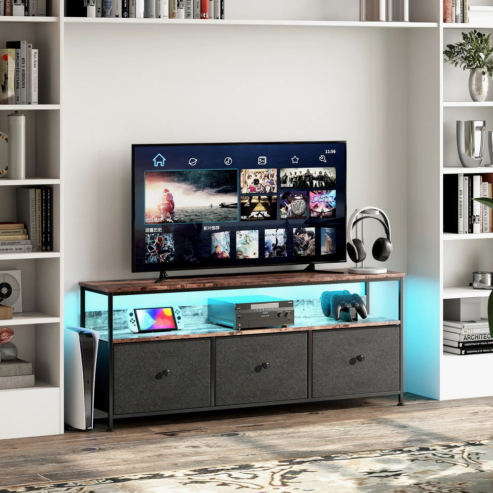 TV-stand - LED-verlichting - Stalen Frame - Met Verstelbare Voetjes