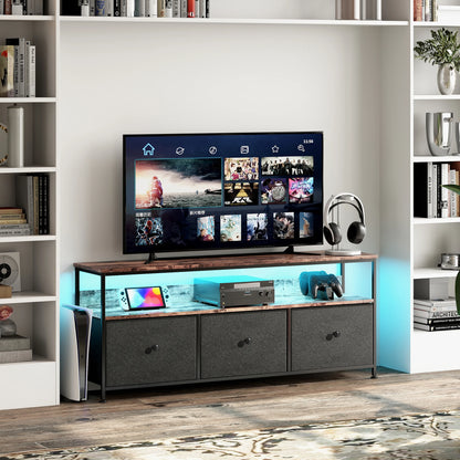 TV-stand - LED-verlichting - Stalen Frame - Met Verstelbare Voetjes