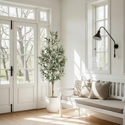 HAUSPROFI Artificial Olive Tree 120/150/180cm-Artificial Plants With Wood Trunk for Living Room Office Decor, Spring Decoration