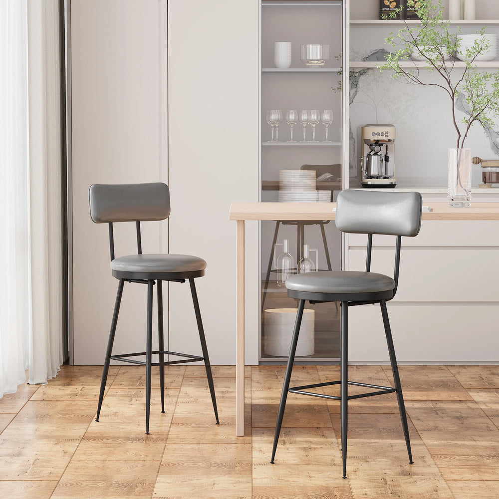 Kunstleer Barstoelen - 2 stuks - Donkergrijs