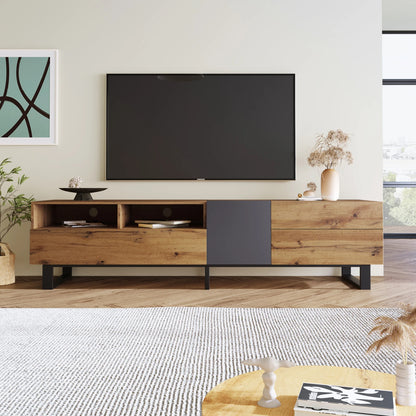 Houten TV-stand - 180x50x38cm, Hout & Zwart