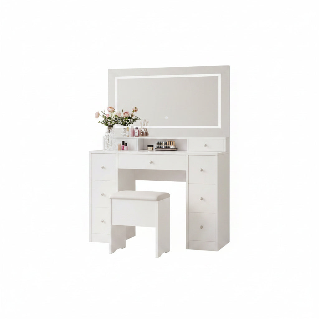 Make-up Tafel - Met Kruk - LED-verlichting - Wit