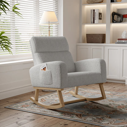 Schommelstoel - Stoffen Bekleding - zijvak - comfortabele rugleuning