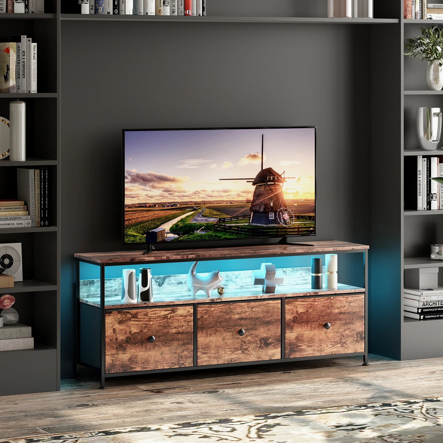 Tigermuster TV-Kast - Wit + Bruin