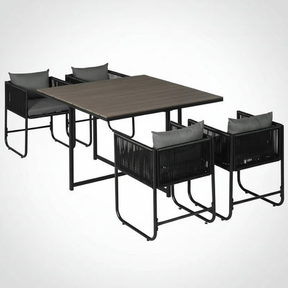 4-persoons Tuinset - 5 delig - Zwart/Grijs