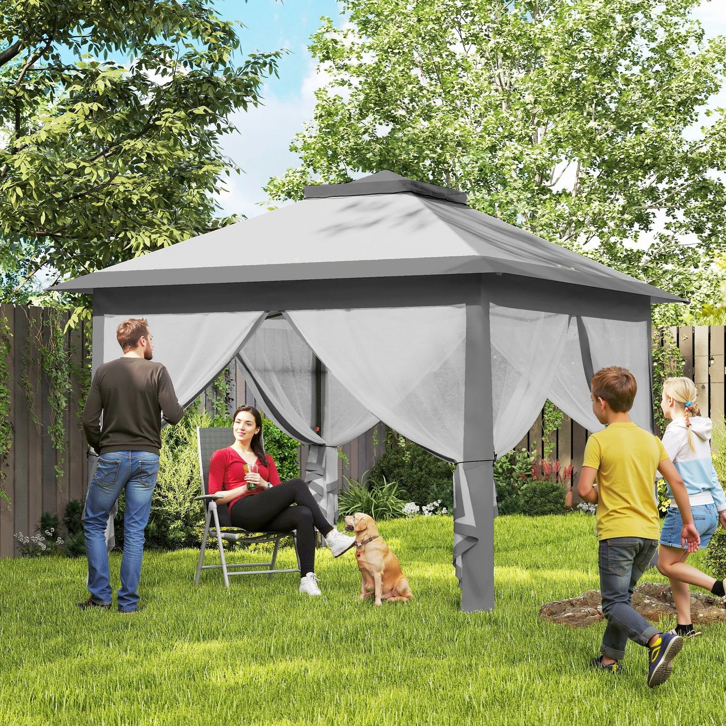 Partytent - 3,3x3,3m - Dichte Zijkant - Grijs