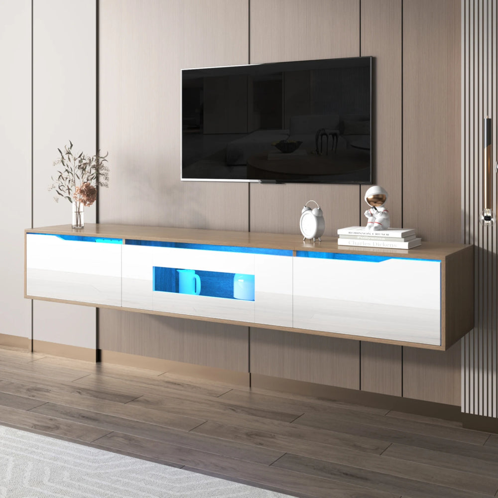TV-meubel - Wit & Hout - Met LED Verlichting