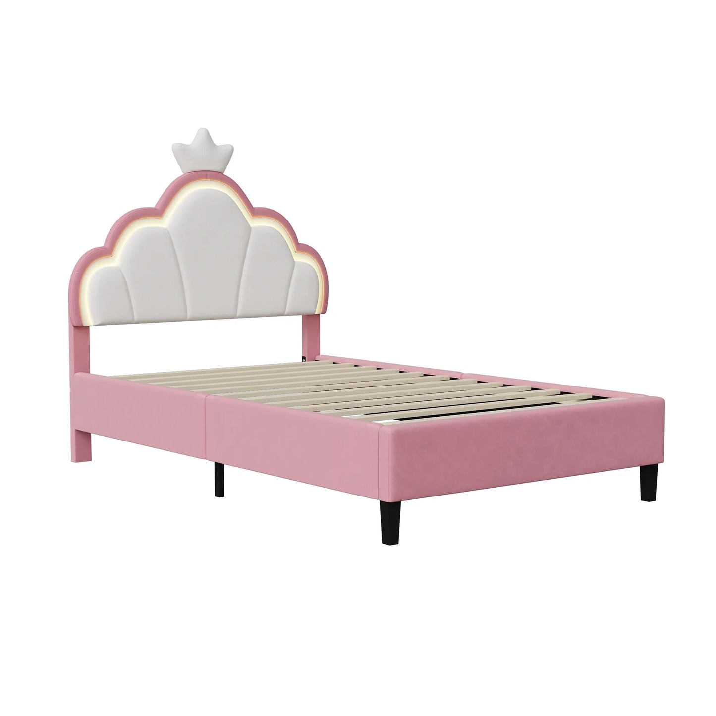 Led-verlichte Kussensbed - 203,5x90,5x132,5 cm, 203,5x140,5x132,5 cm - Flanelstof