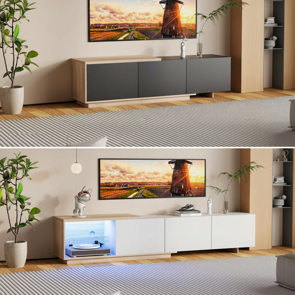 TV-Meubel - Met LED-Verlichting - Opbergruimte - 3 Lades