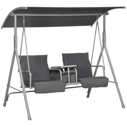 2-Persoons Schommelbank met Zonnescherm, Tafel en Tas - Zwart