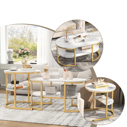 Salon Tafel - Set van 2 - Zwart & Wit