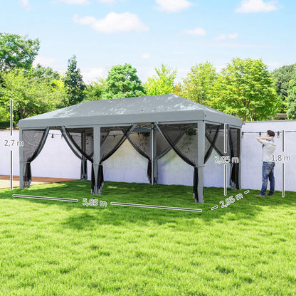 Pop-up tuinoverkapping - 6x3 m - Muggennetten - Zwart
