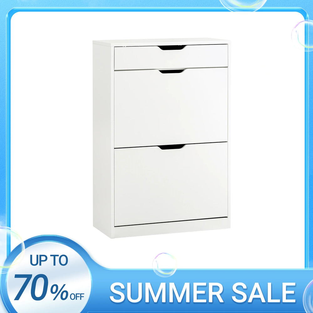 SoBuy FSR180-W 4-flap shoe dump truck shoe rack with 8 storage surfaces White BHT approx. 60x90x30cm