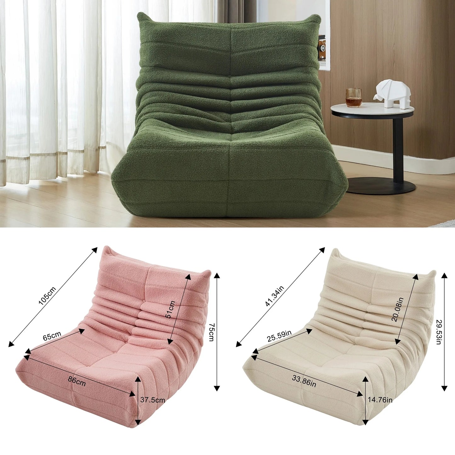 Kunstleer Reclinerstoel - 86x65x75cm, Beige + Groen + Rood