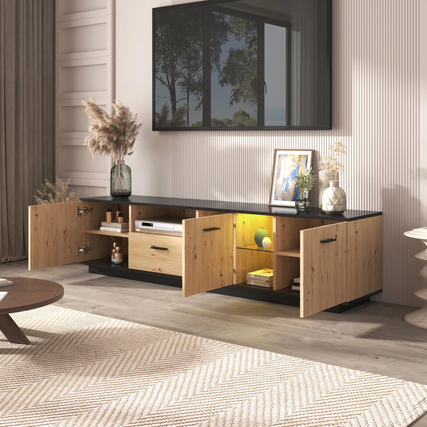 Houten TV-meubel - Lichtbruin - 160x40x60cm