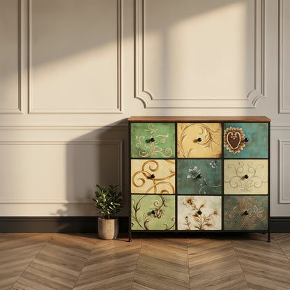Kunstleer Kast - 9 Laden - Hout - Metaal