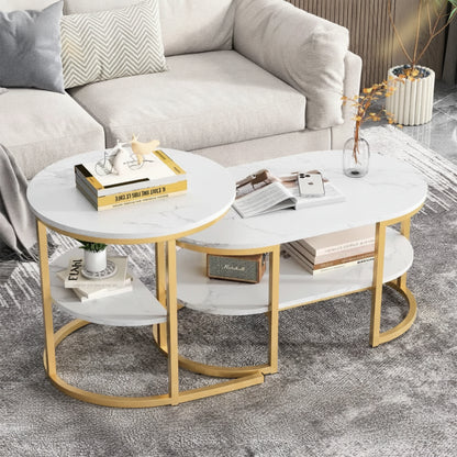 Salon Tafel - Set van 2 - Zwart & Wit