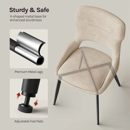 WOLTU 6PCS/SET Kitchen Chairs Dining Chairs Hollow High Back Dining Chair Chenille Upholstered Seat Metal Legs for Living Room