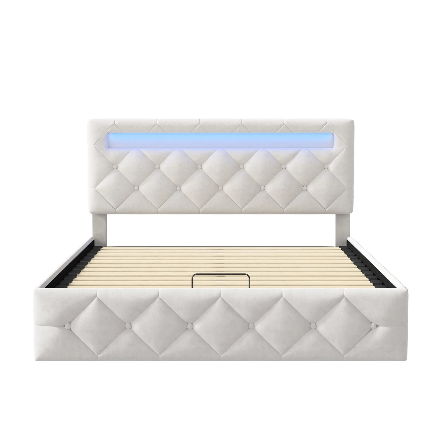 Gestoffeerd Bedframe met LED-verlichting & Opbergruimte - Hydraulisch, 140 × 200 cm of 160 × 200 cm