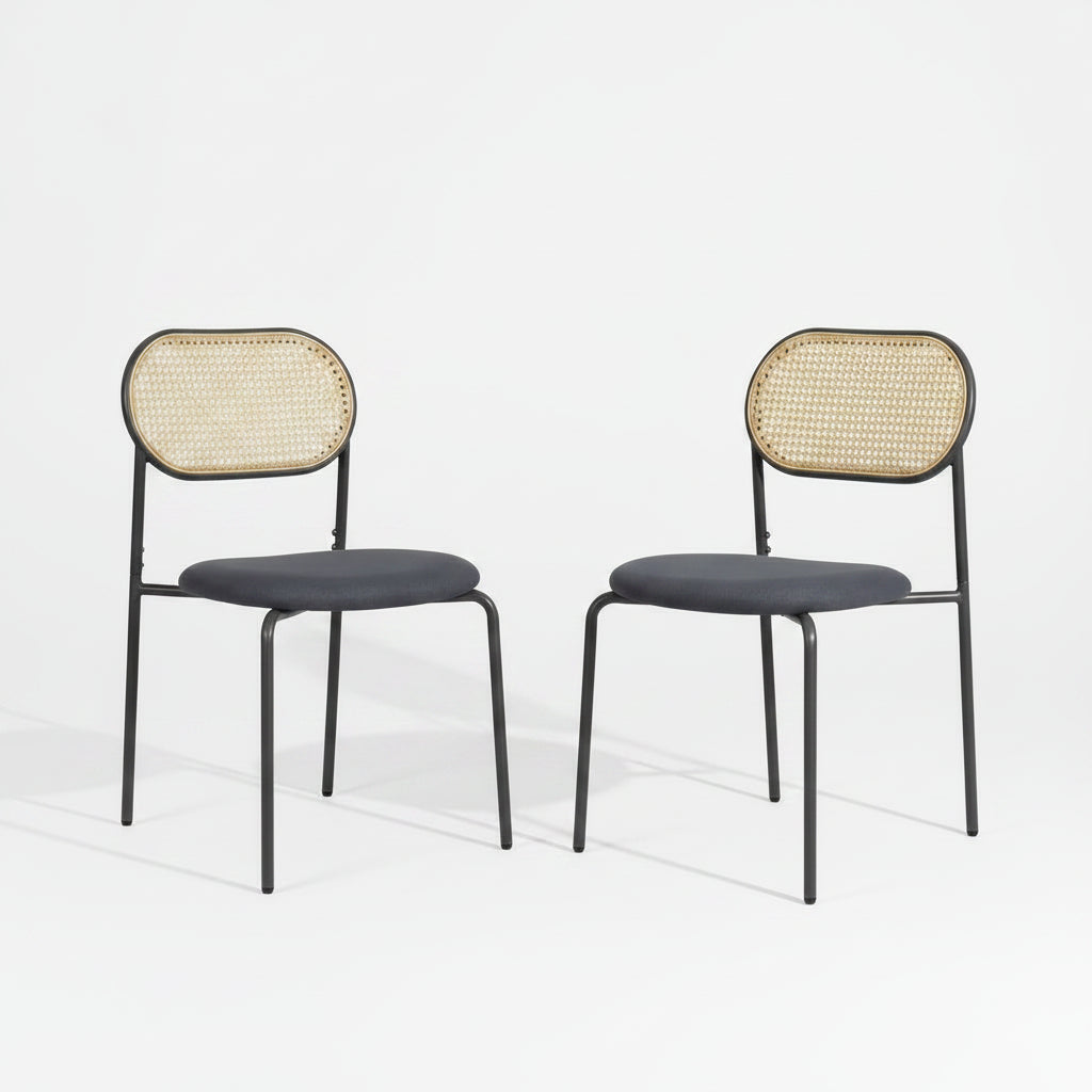 Eetkamerstoelen - Set van 2 - Houten Frame - Gewatteerde zitting