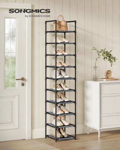 SONGMICS shoe rack 10 Layers Shoe shelf Shoe storage, 33x33x173 cm, Metal Rher, Nonwoven