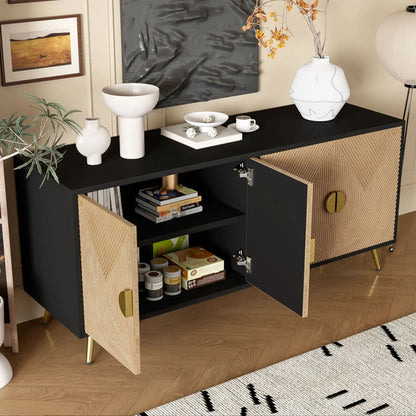 Dressoir - 4 Deuren - Gouden Handgrepen - Glanzende Poten - Luxe afwerking