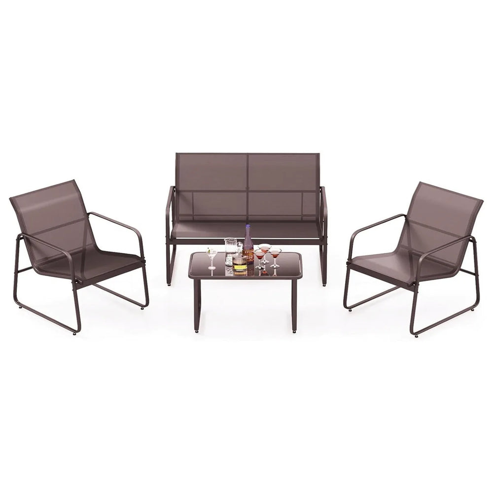 4-persoons Tuinset - 53x120x80cm - Bruin