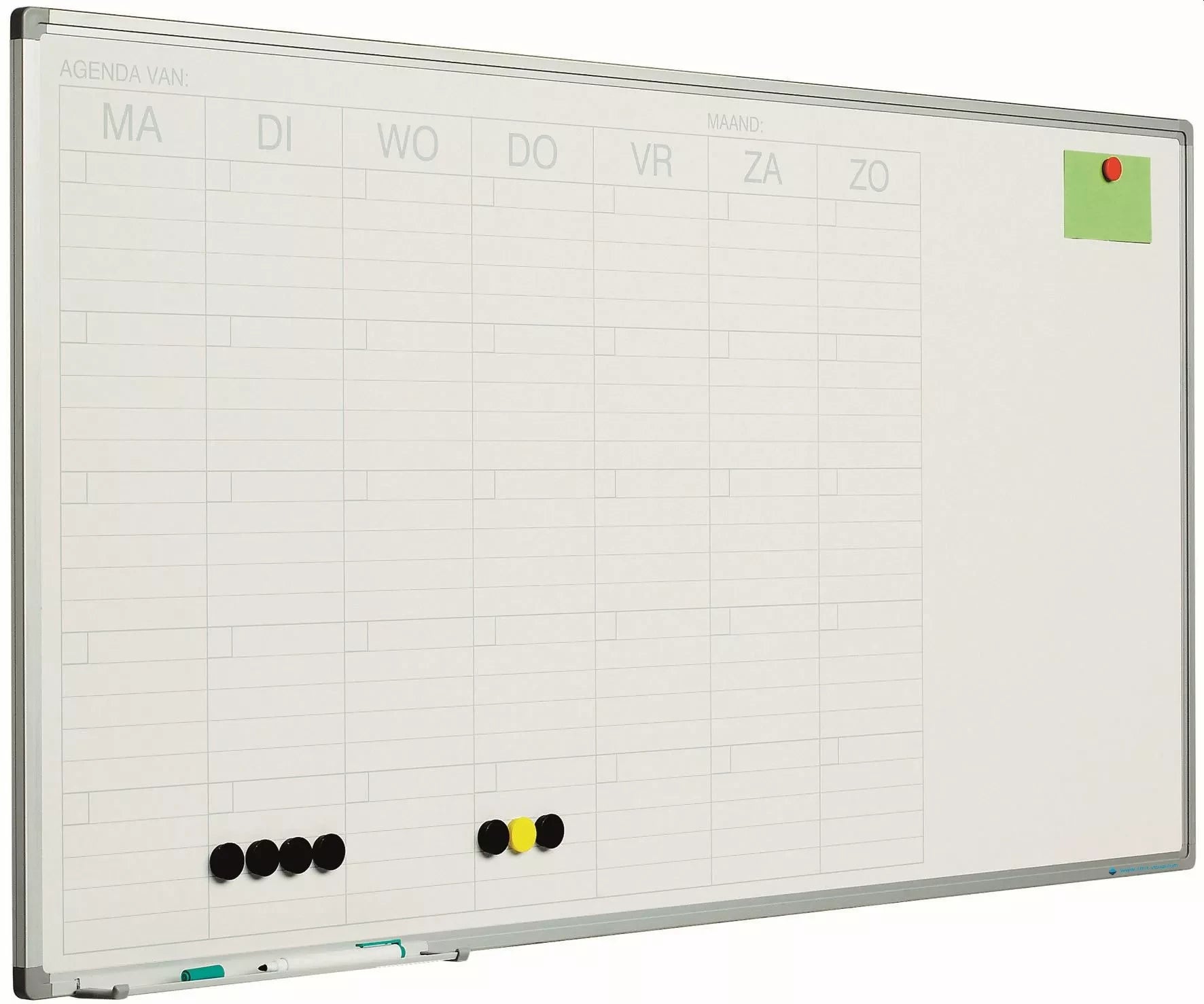 Whiteboard Deluxe Krause - Emaille staal - Weekplanner - Maandplanner - Jaarplanner - Magnetisch - Wit - Nederlands - 60x120cm Planbord