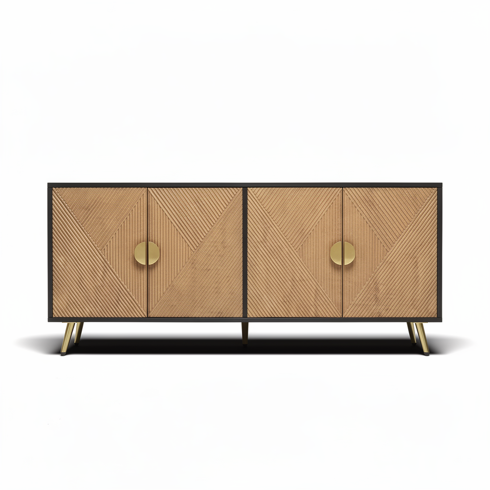 Dressoir - 4 Deuren - Gouden Handgrepen - Glanzende Poten - Luxe afwerking