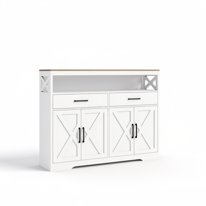 Dressoir - 2 Lades & 2 Deuren - Wit - Opbergruimte