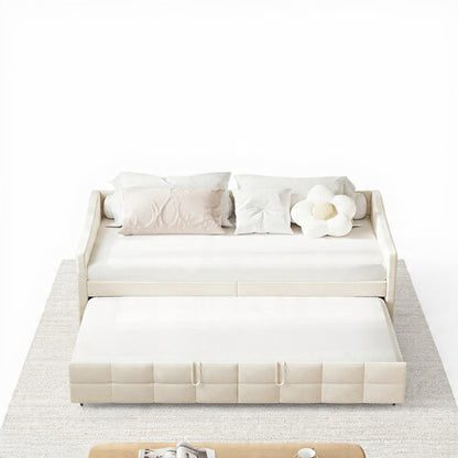 Slaapbank - 90 × 200 cm - Grijs, Modern Design met Uitschuiffunctie